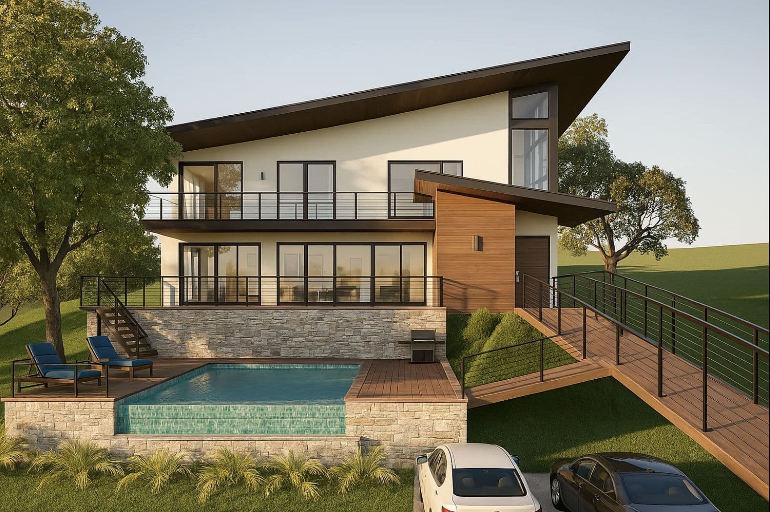 Contemporary Home — Dark Pitched Roof