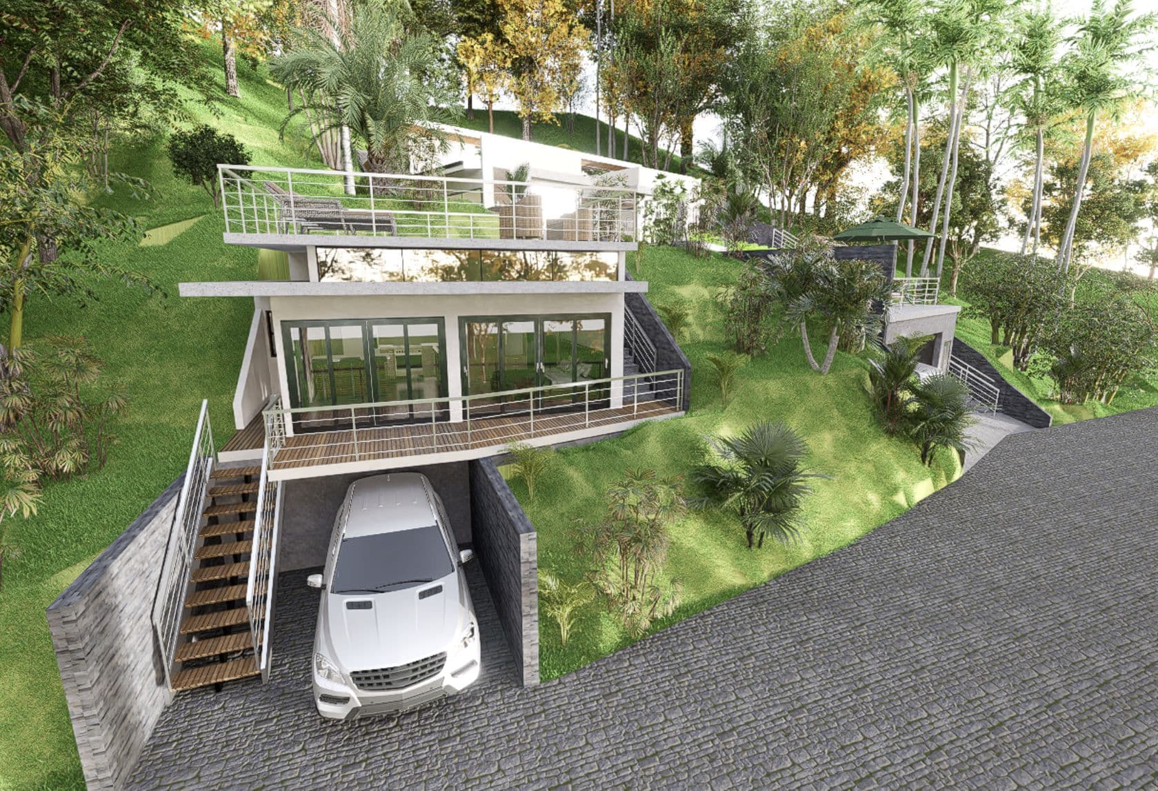 Hillside Home with Terrace and Garage